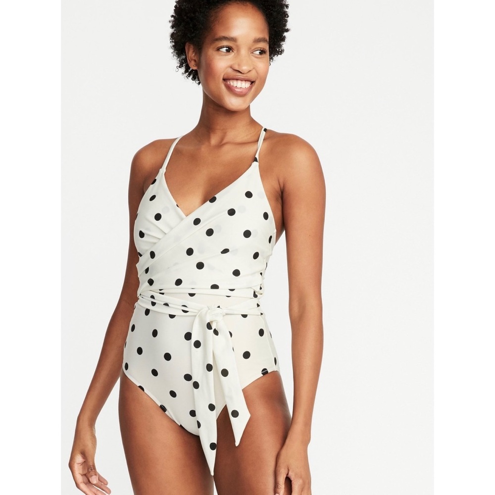 NWT Old Navy Polka Dot Wrap Swimsuit XXL Tall